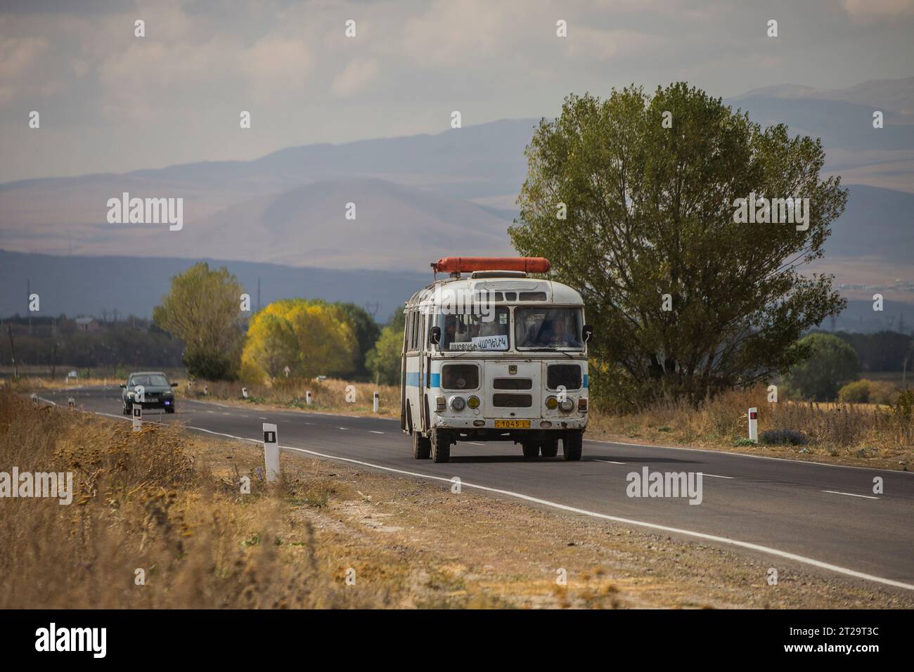 17.09.2021. Armenia, road M11. PAZ-672 from Martuni. Stock Photo