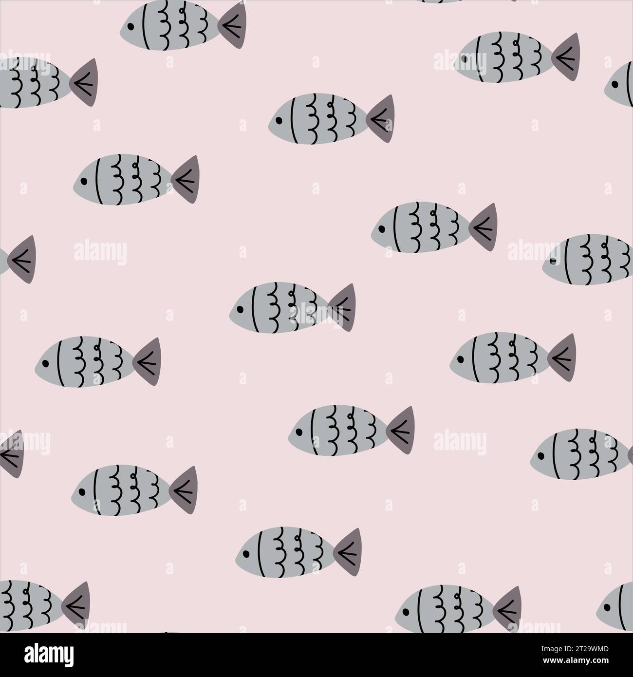 Hand drawn vector seamless cartoon fish pattern Stock Vector Image ...