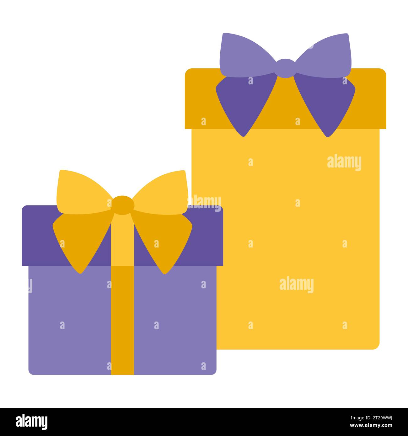 Two gift boxes with Ribbon and Bow. Flat style Present package with surprise inside. Template design for surprise, celebration event, presents, birthd Stock Vector