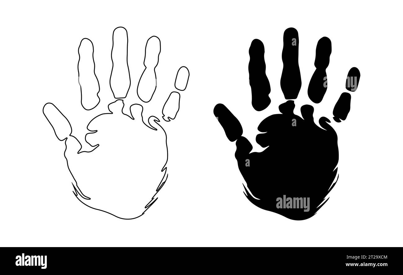 Human handprint. Imprint of male or female hand. Silhouette, outline