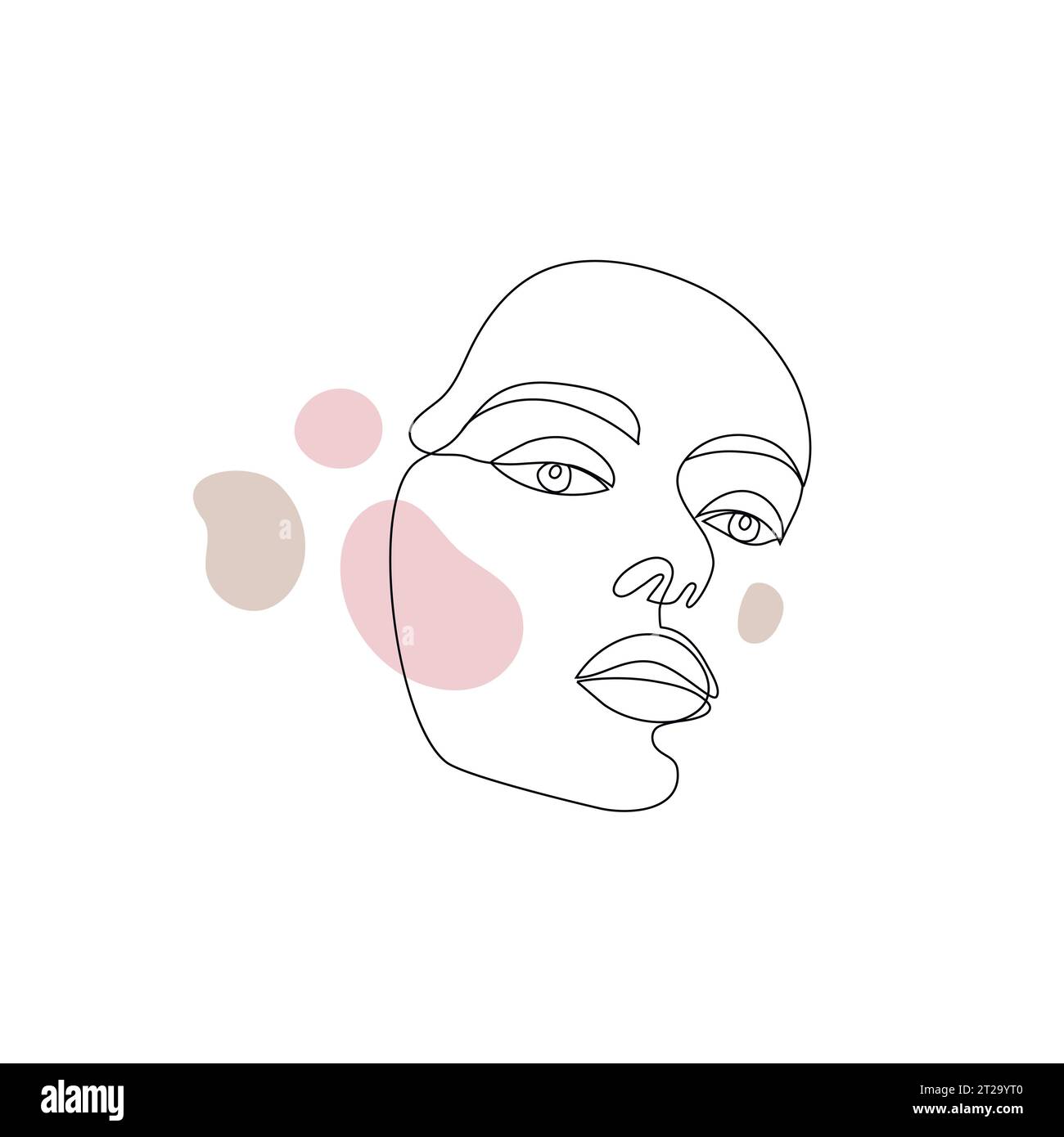 Vector minimalist style portrait. Line, continuous linear woman with ...