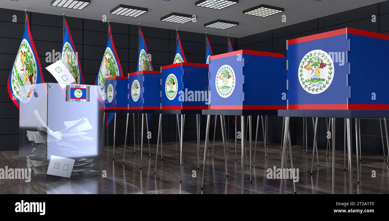Belize - polling station with voting booths and ballot box - election ...