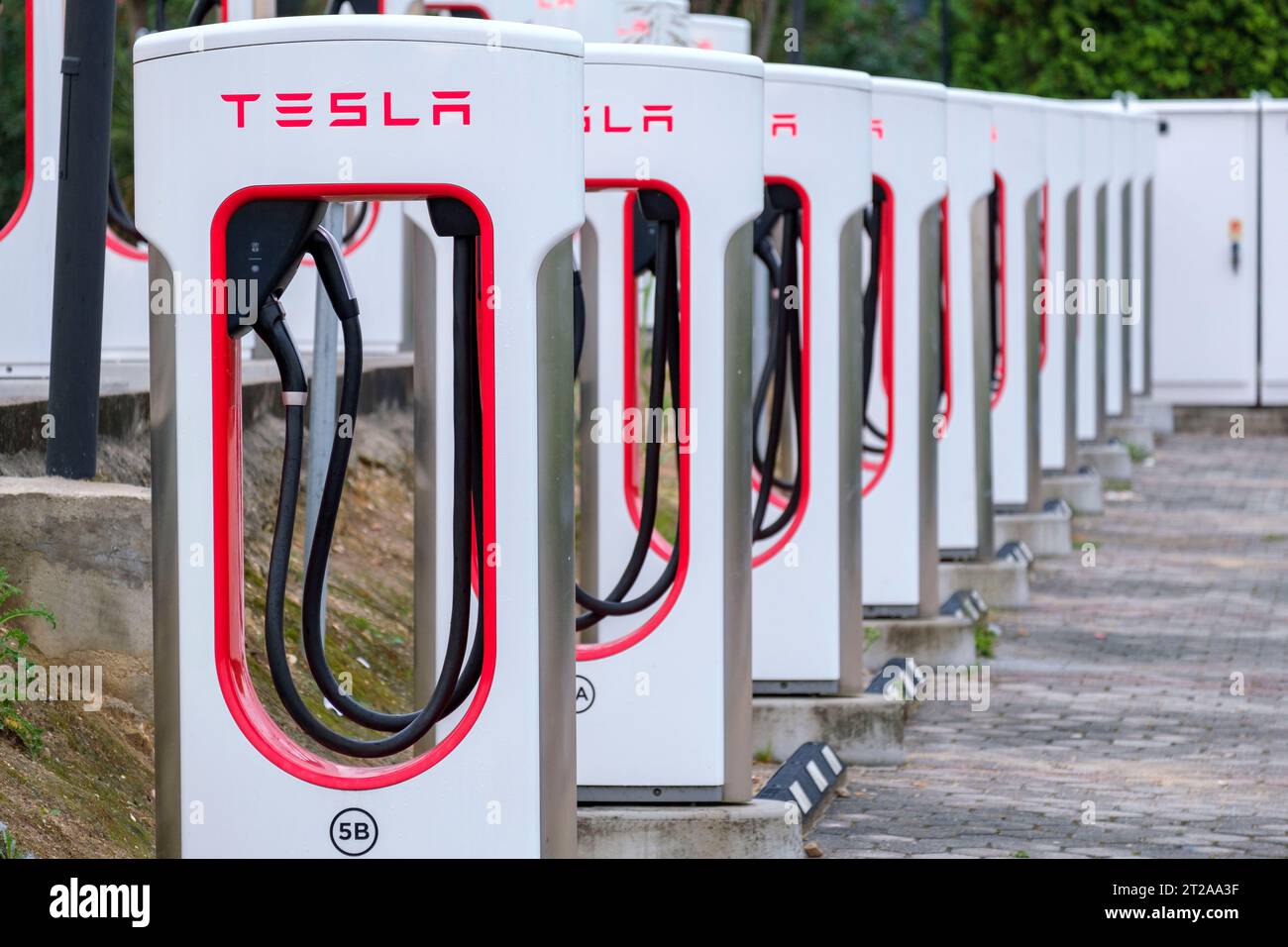 Tesla supercharger SUC Stock Photo