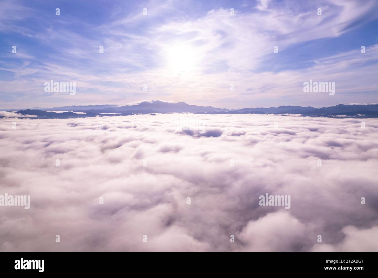 Drone flight over misty hills hi-res stock photography and images - Alamy