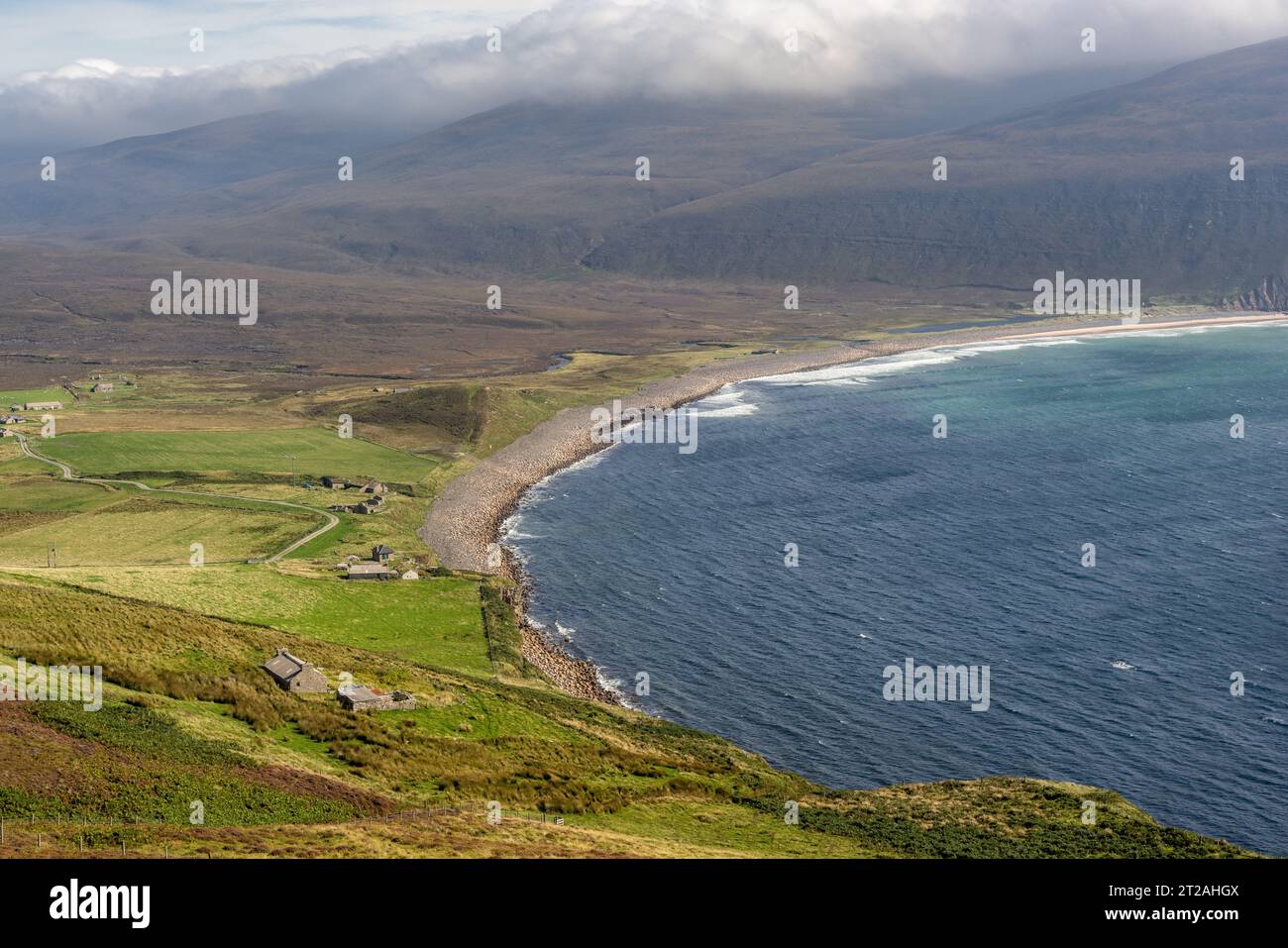 Ranwick Bay from Old Man of Hoy Trail, Hoy Island, Orkneys, Scotland, UK Stock Photo