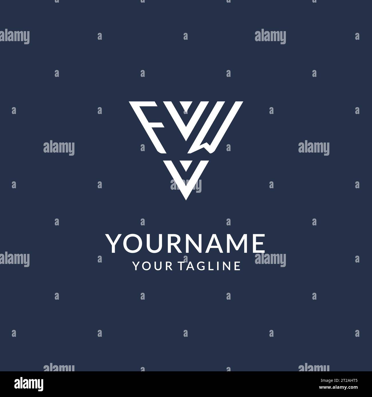 FW triangle monogram logo design ideas, creative initial letter logo with triangular shape logo vector Stock Vector