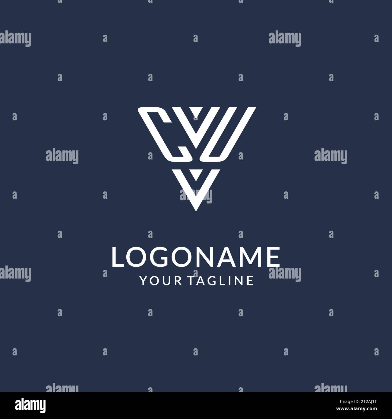 CU triangle monogram logo design ideas, creative initial letter logo with triangular shape logo vector Stock Vector