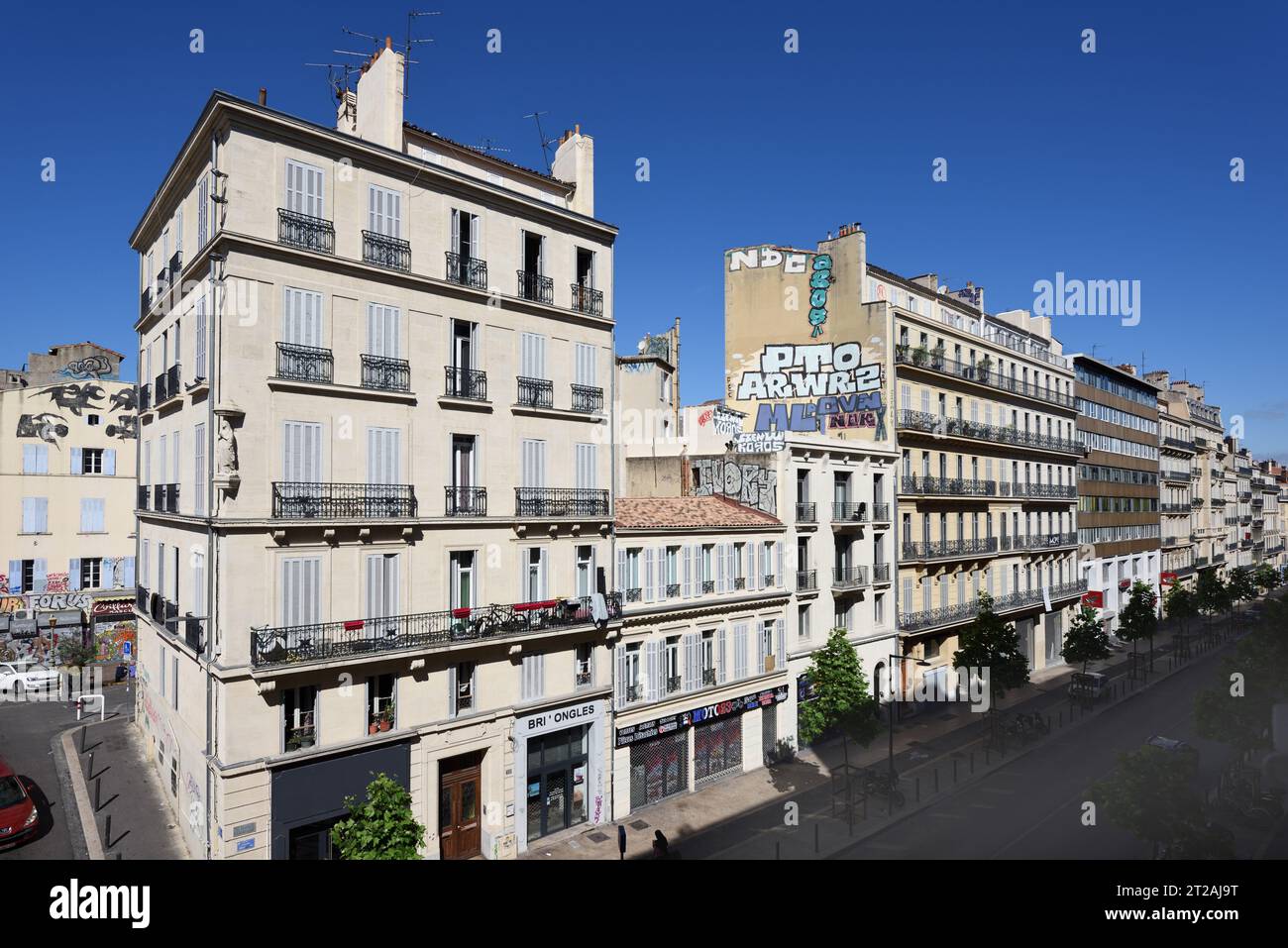 Corner Building & Facade of c19th Buildings on Cours Lieutaud Noailles Marseille France Stock Photo