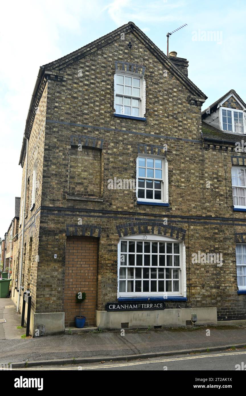 Brickbuilt house with blocked up door and window, Cranham Terrace, Oxford Stock Photo