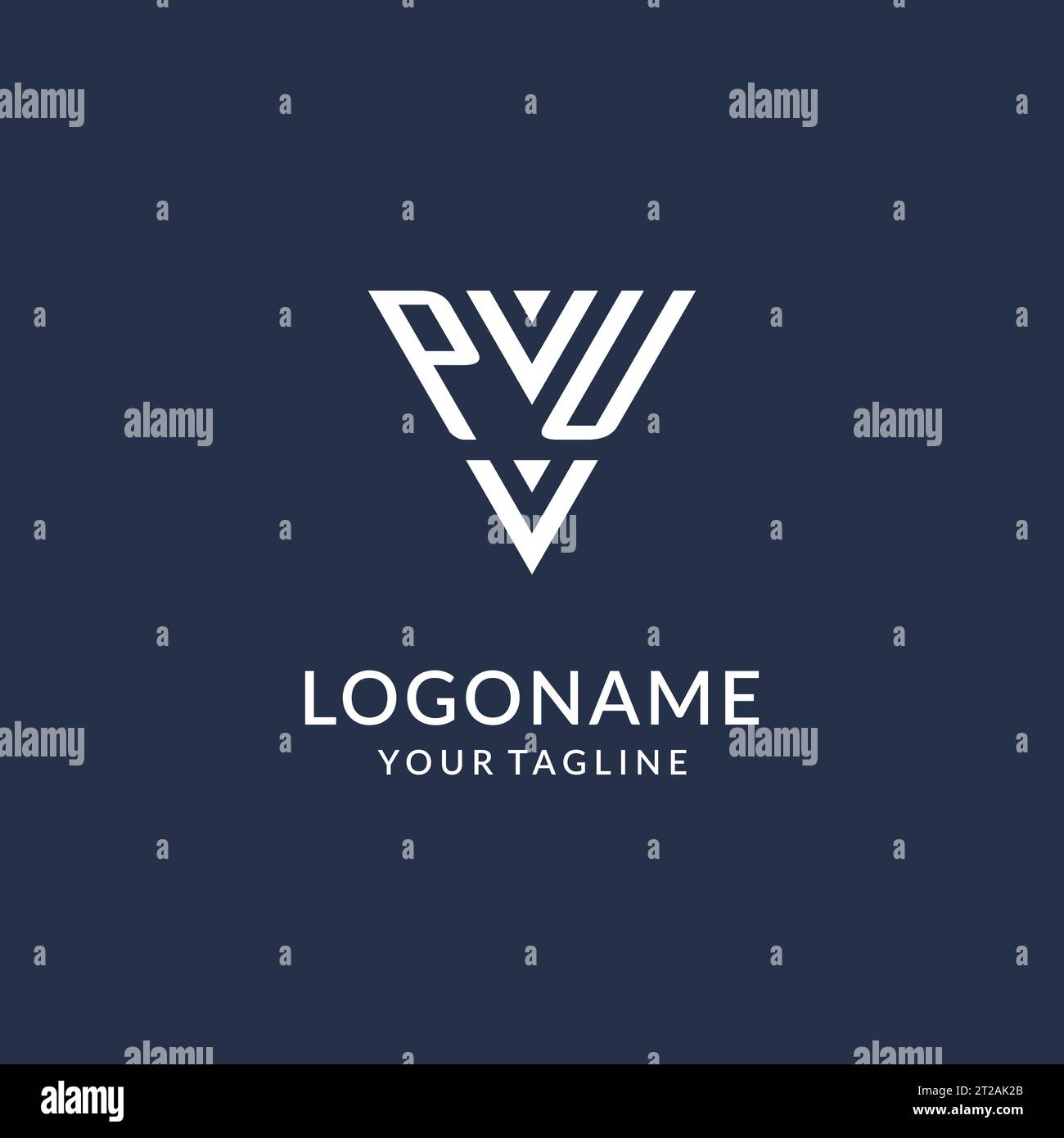 PU triangle monogram logo design ideas, creative initial letter logo with triangular shape logo vector Stock Vector