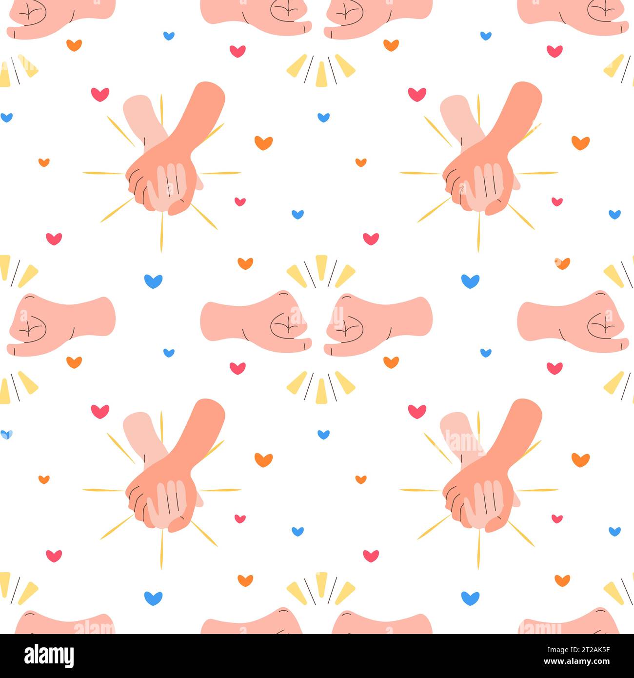 Seamless hand pattern, holding hands, fists, vector illustration Stock Vector