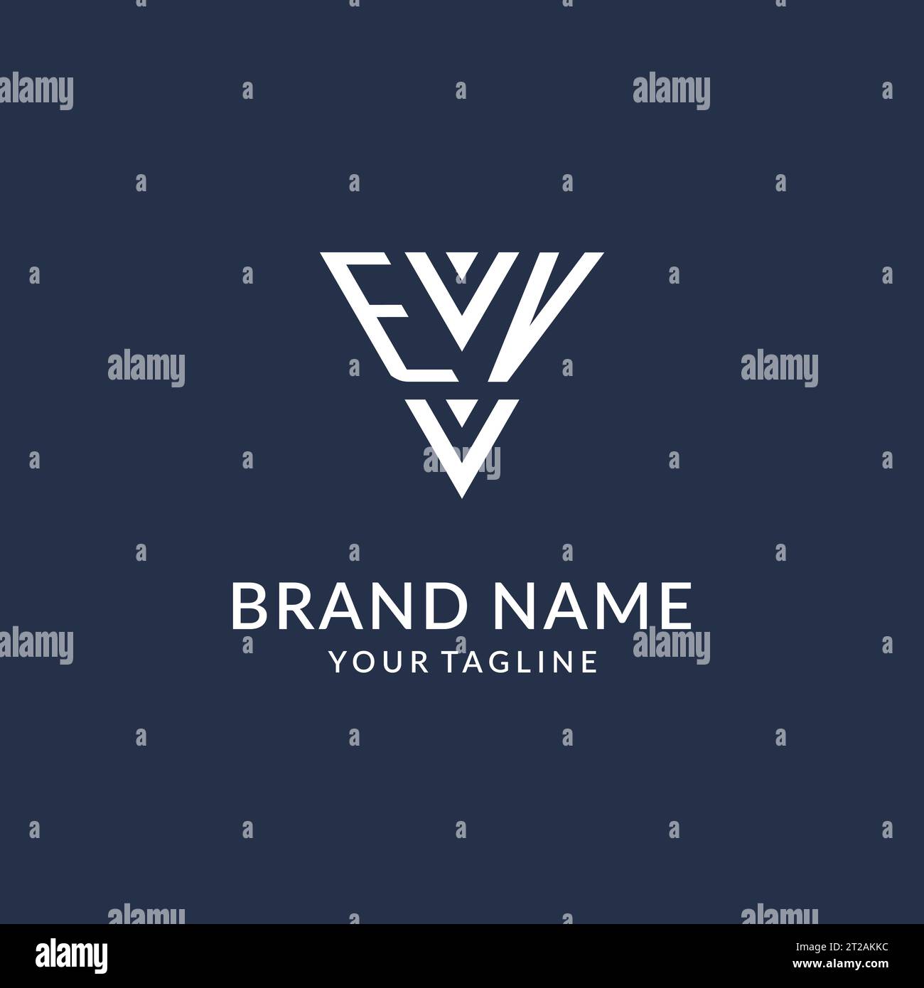 EV triangle monogram logo design ideas, creative initial letter logo with triangular shape logo vector Stock Vector