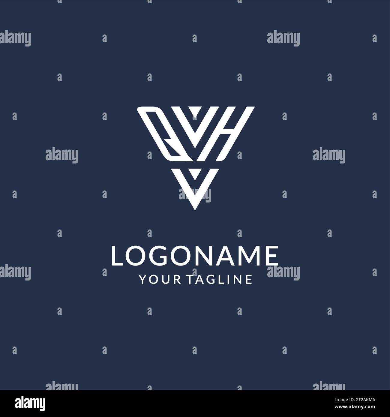 QH triangle monogram logo design ideas, creative initial letter logo with triangular shape logo vector Stock Vector