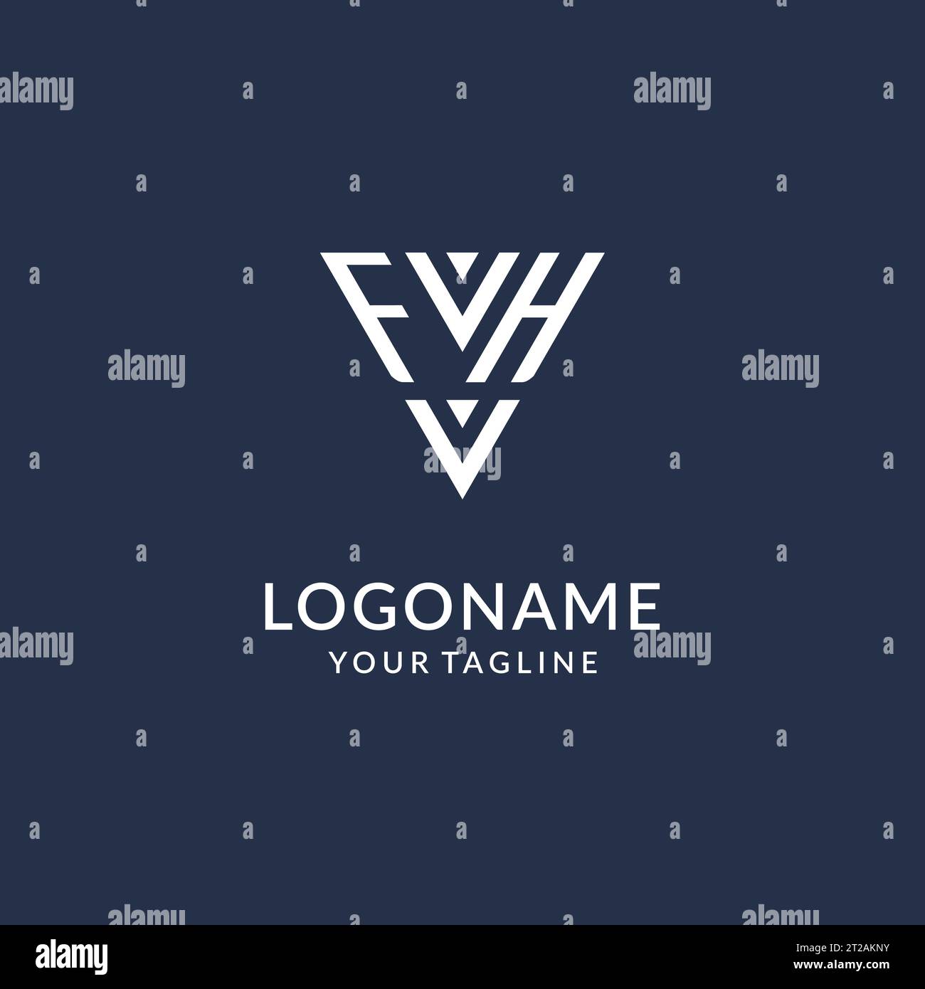 FH triangle monogram logo design ideas, creative initial letter logo with triangular shape logo vector Stock Vector