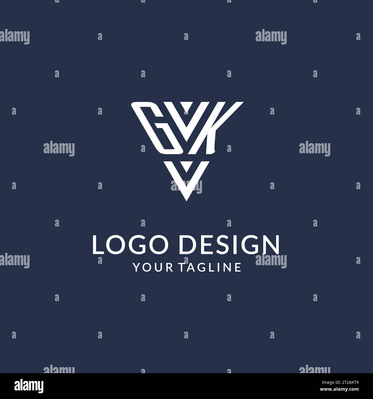 GK triangle monogram logo design ideas, creative initial letter logo with triangular shape logo vector Stock Vector