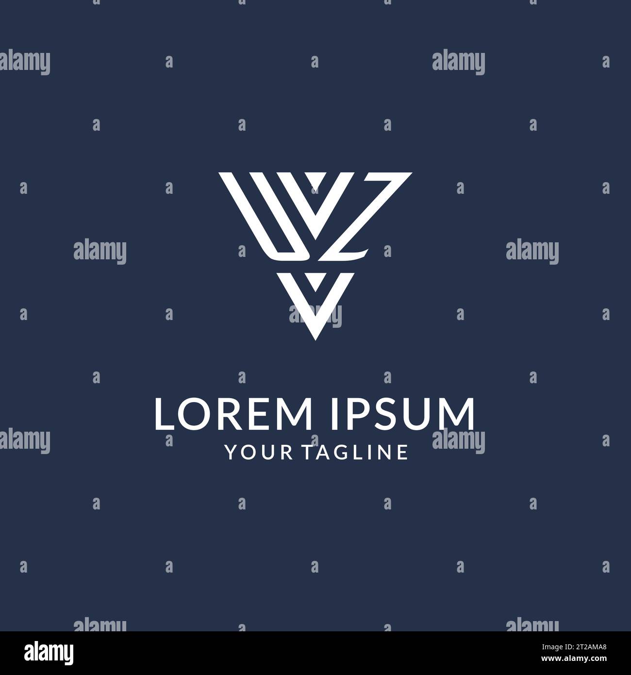 UZ triangle monogram logo design ideas, creative initial letter logo with triangular shape logo vector Stock Vector