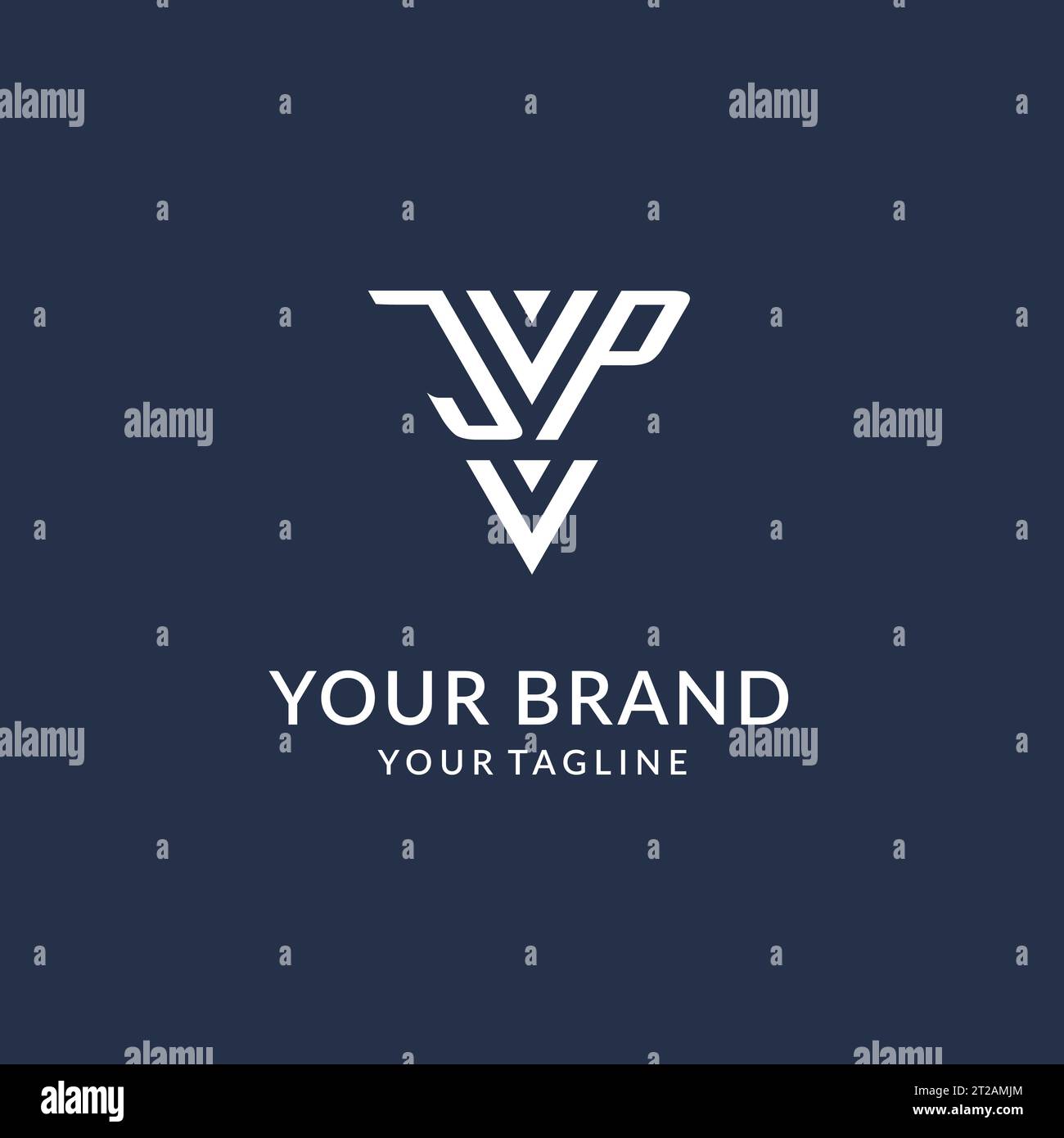 JP triangle monogram logo design ideas, creative initial letter logo with triangular shape logo vector Stock Vector