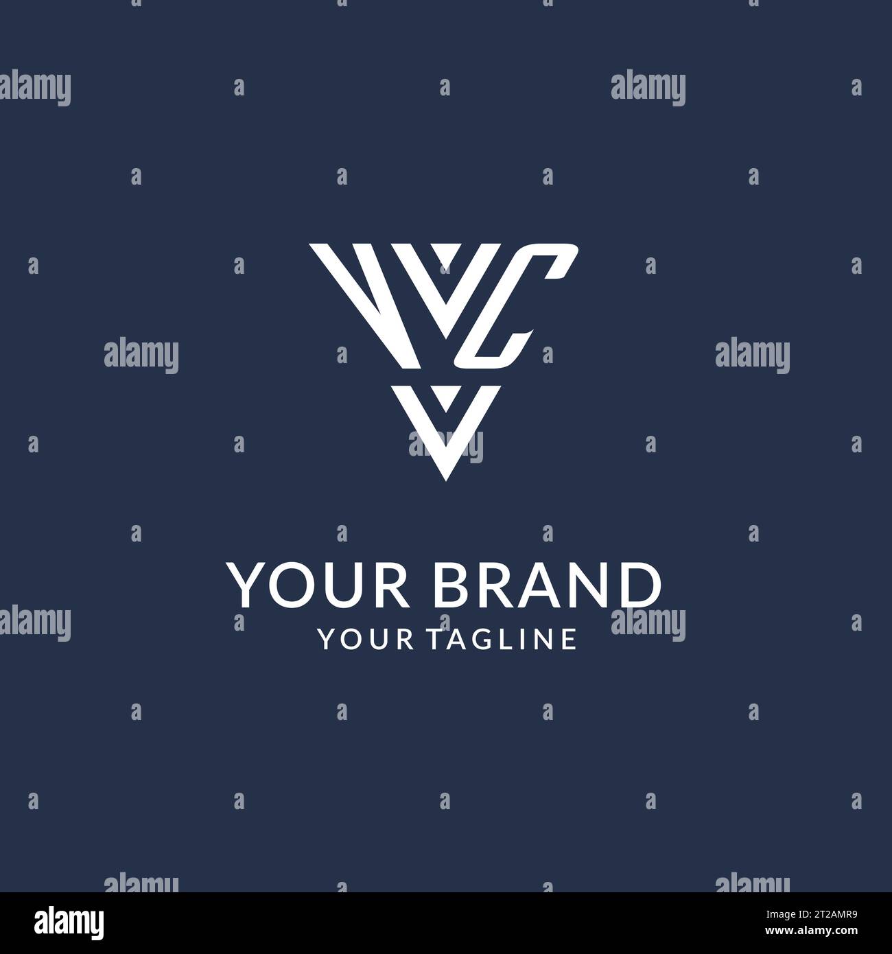 VC triangle monogram logo design ideas, creative initial letter logo with triangular shape logo vector Stock Vector