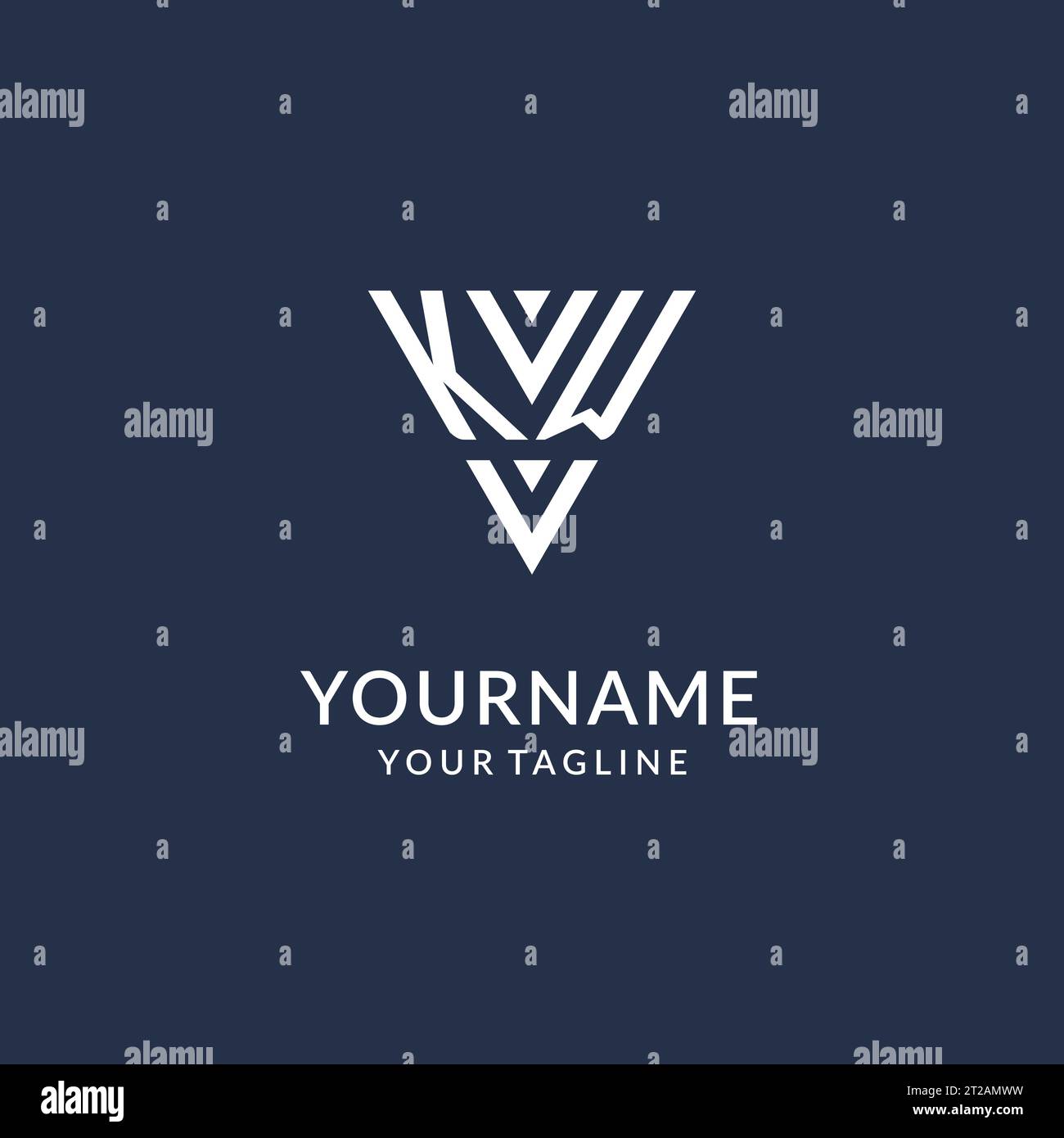 KW triangle monogram logo design ideas, creative initial letter logo with triangular shape logo vector Stock Vector