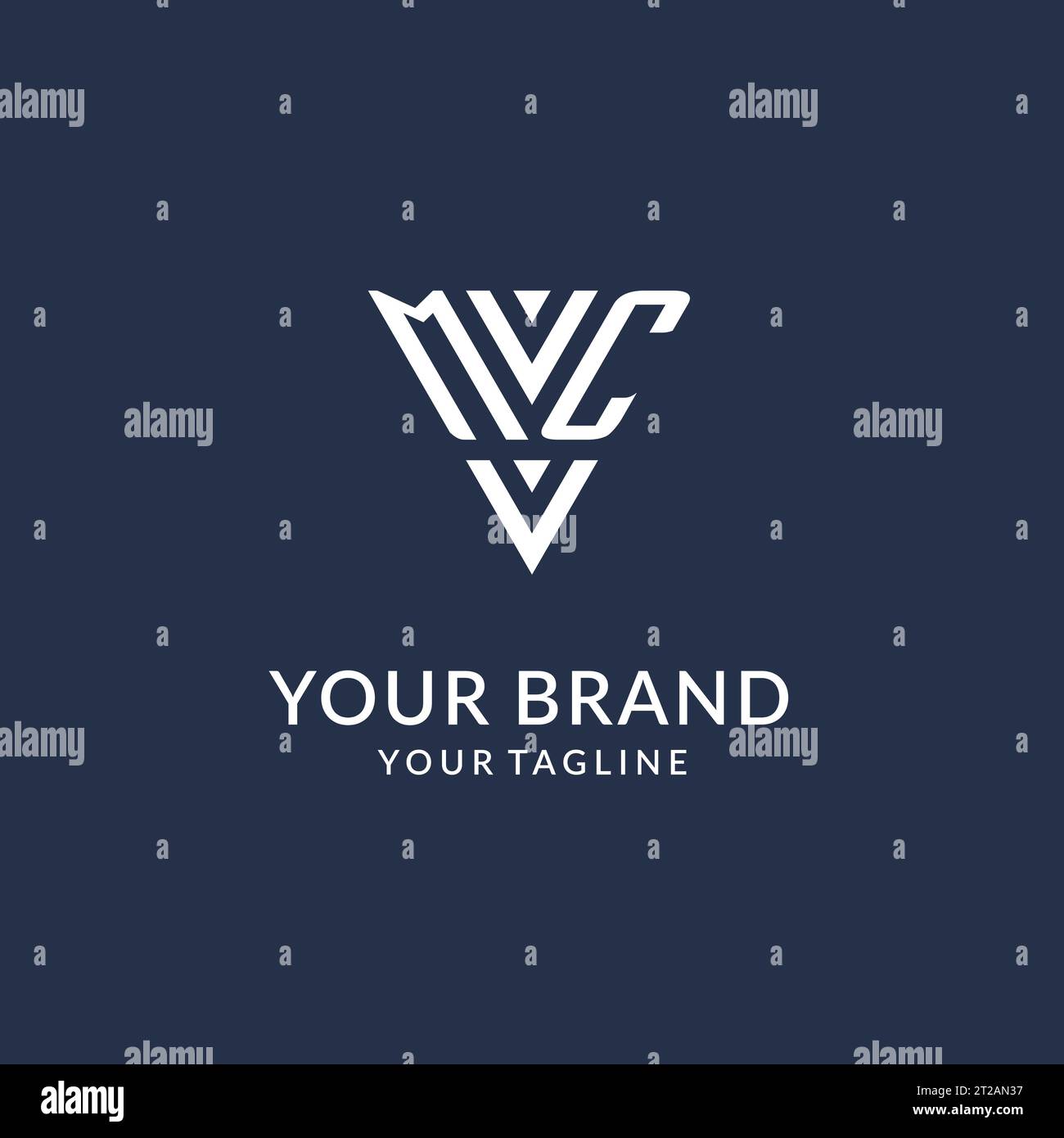 MC triangle monogram logo design ideas, creative initial letter logo with triangular shape logo vector Stock Vector