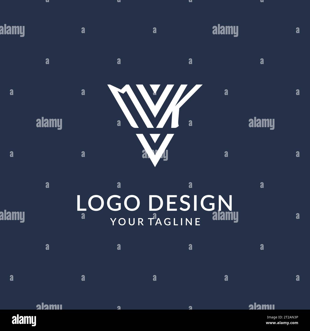 MK triangle monogram logo design ideas, creative initial letter logo with triangular shape logo vector Stock Vector