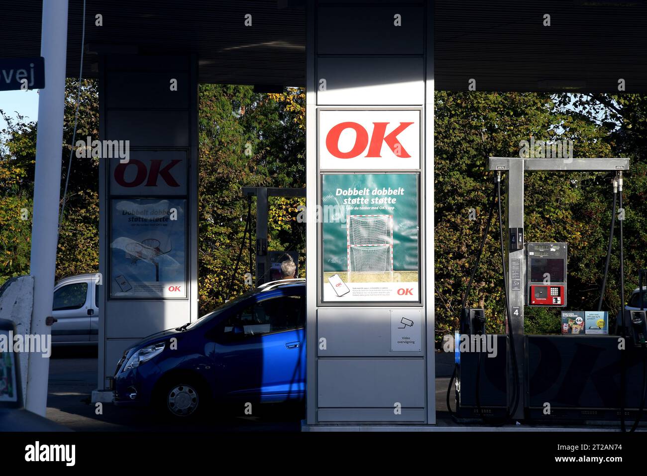 Copenhagen, Denmark /18 October. 2023/Person pump petrol at OK gasoline