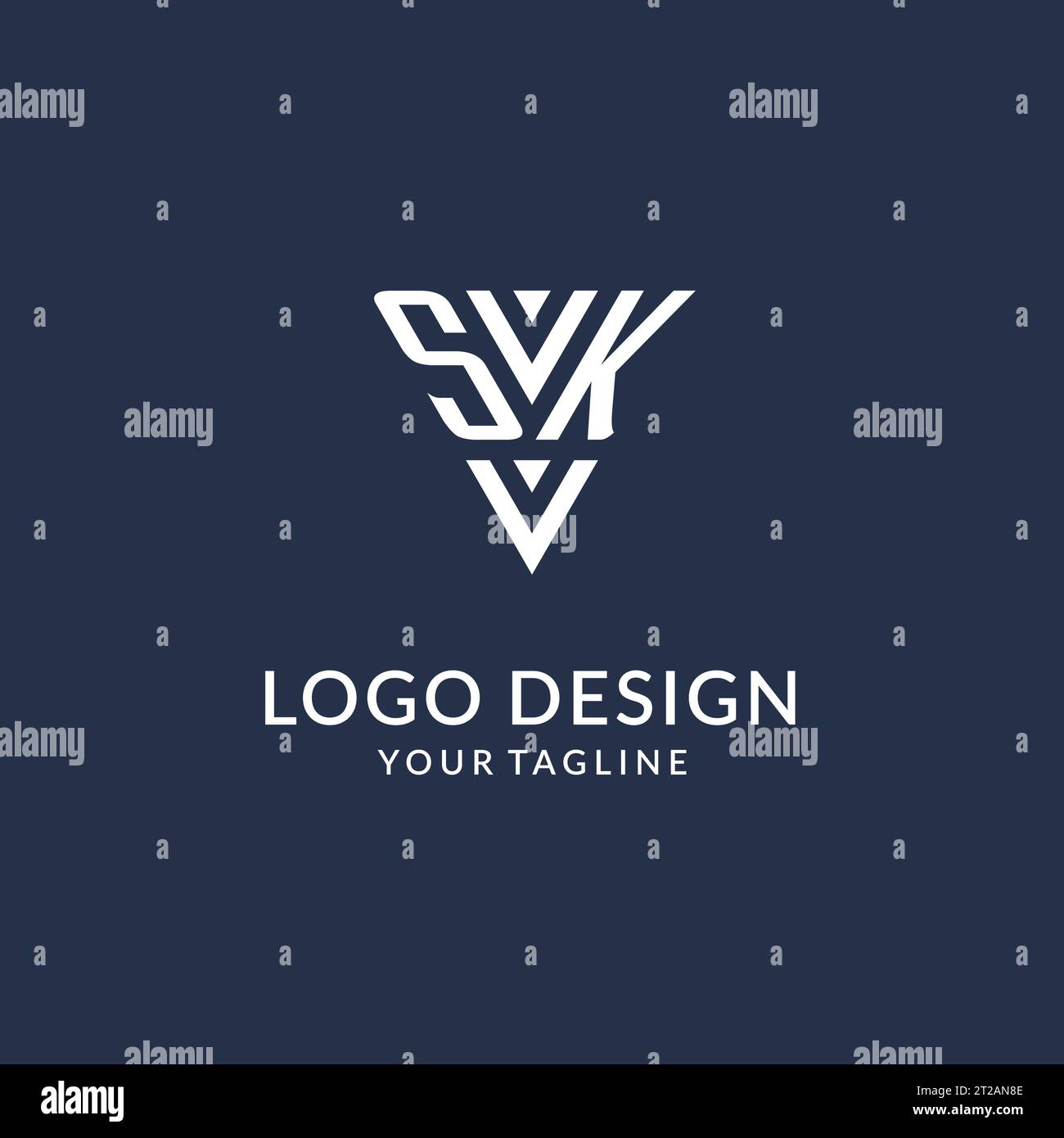 SK triangle monogram logo design ideas, creative initial letter logo with triangular shape logo vector Stock Vector