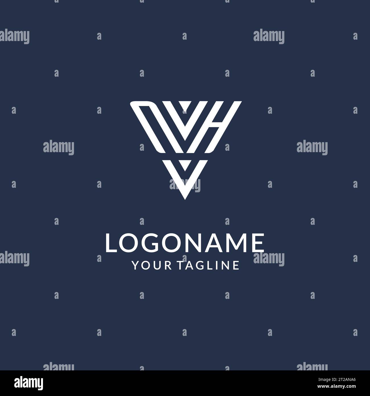 NH triangle monogram logo design ideas, creative initial letter logo with triangular shape logo vector Stock Vector