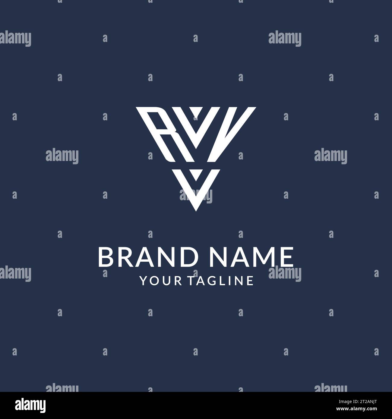 RV triangle monogram logo design ideas, creative initial letter logo with triangular shape logo vector Stock Vector