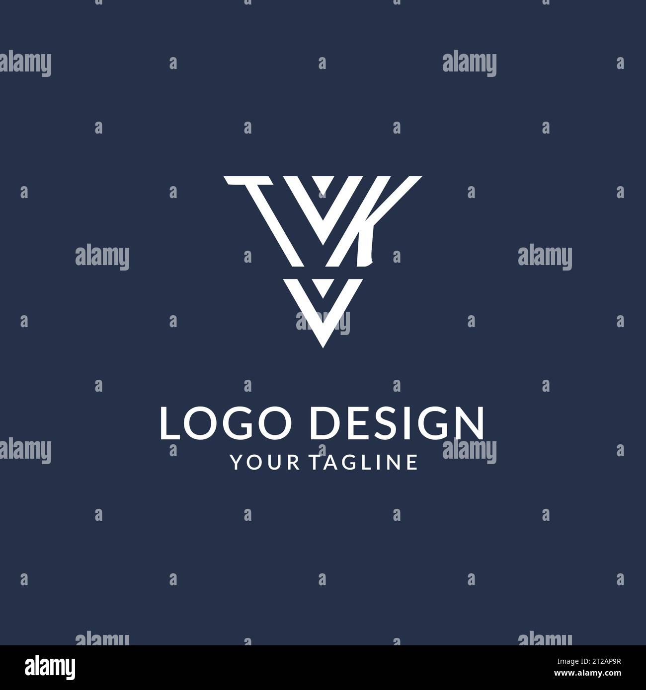 TK triangle monogram logo design ideas, creative initial letter logo with triangular shape logo vector Stock Vector