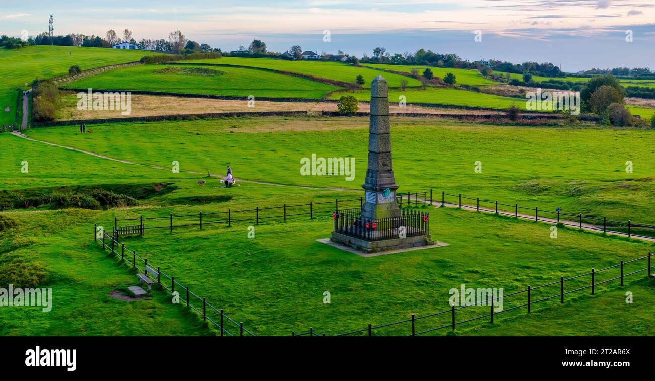 Hyde War Memorial Panoramic in Werneth low country park, Greater Manchester. Stock Photo
