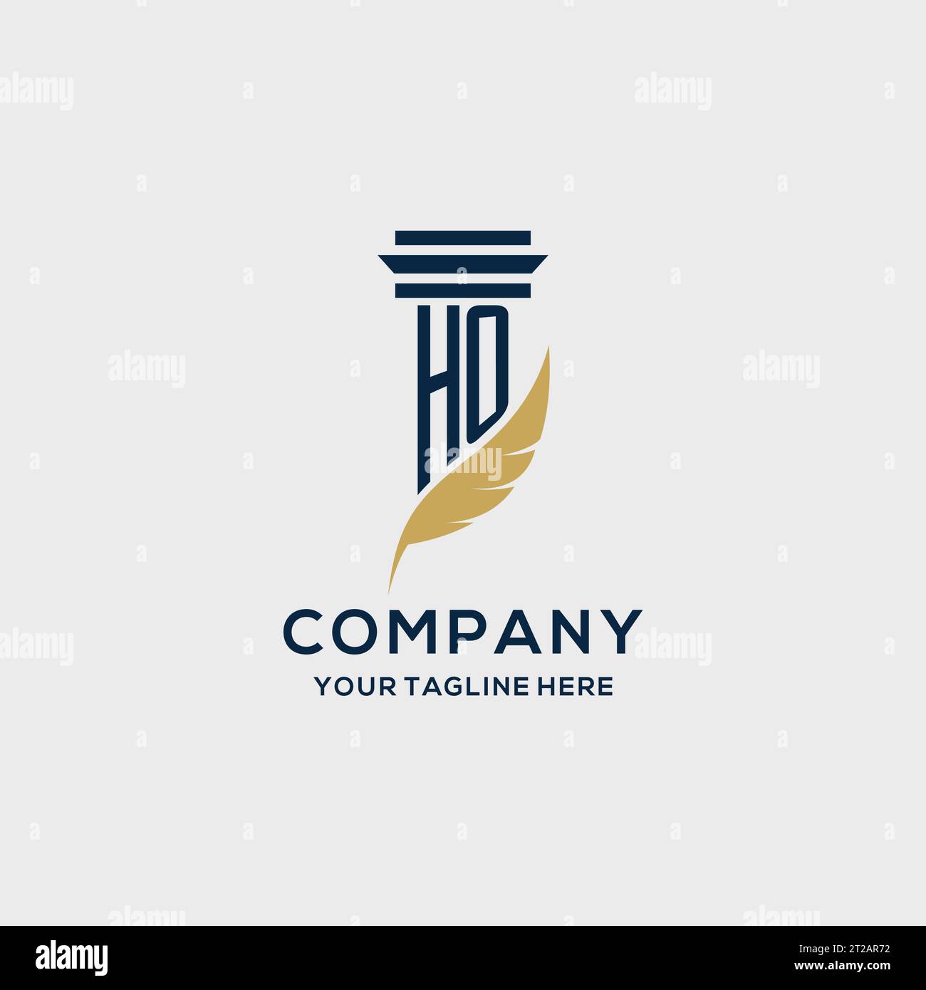 HO monogram initial logo with pillar and feather design, law firm logo ...