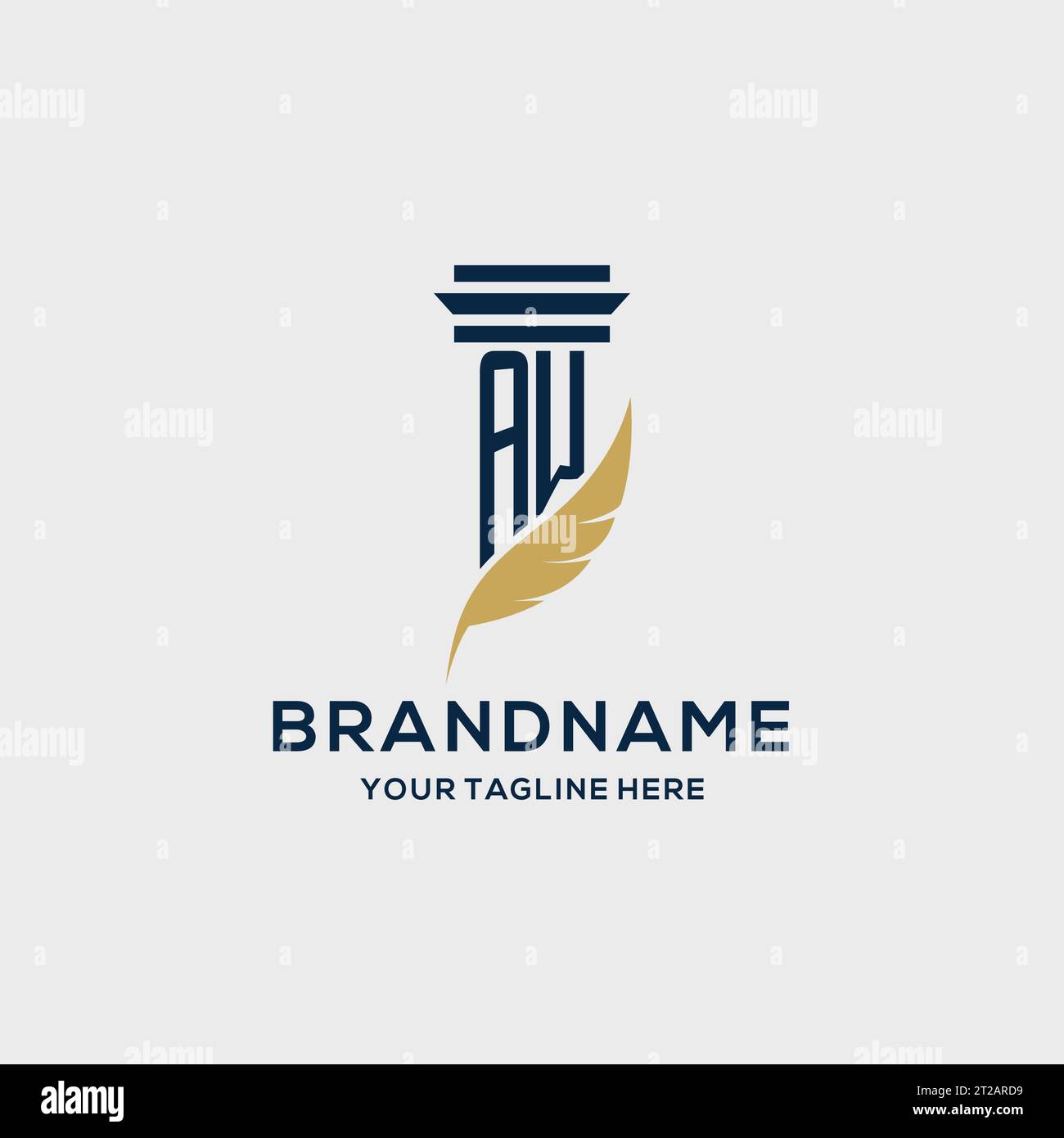 AW monogram initial logo with pillar and feather design, law firm logo inspiration Stock Vector