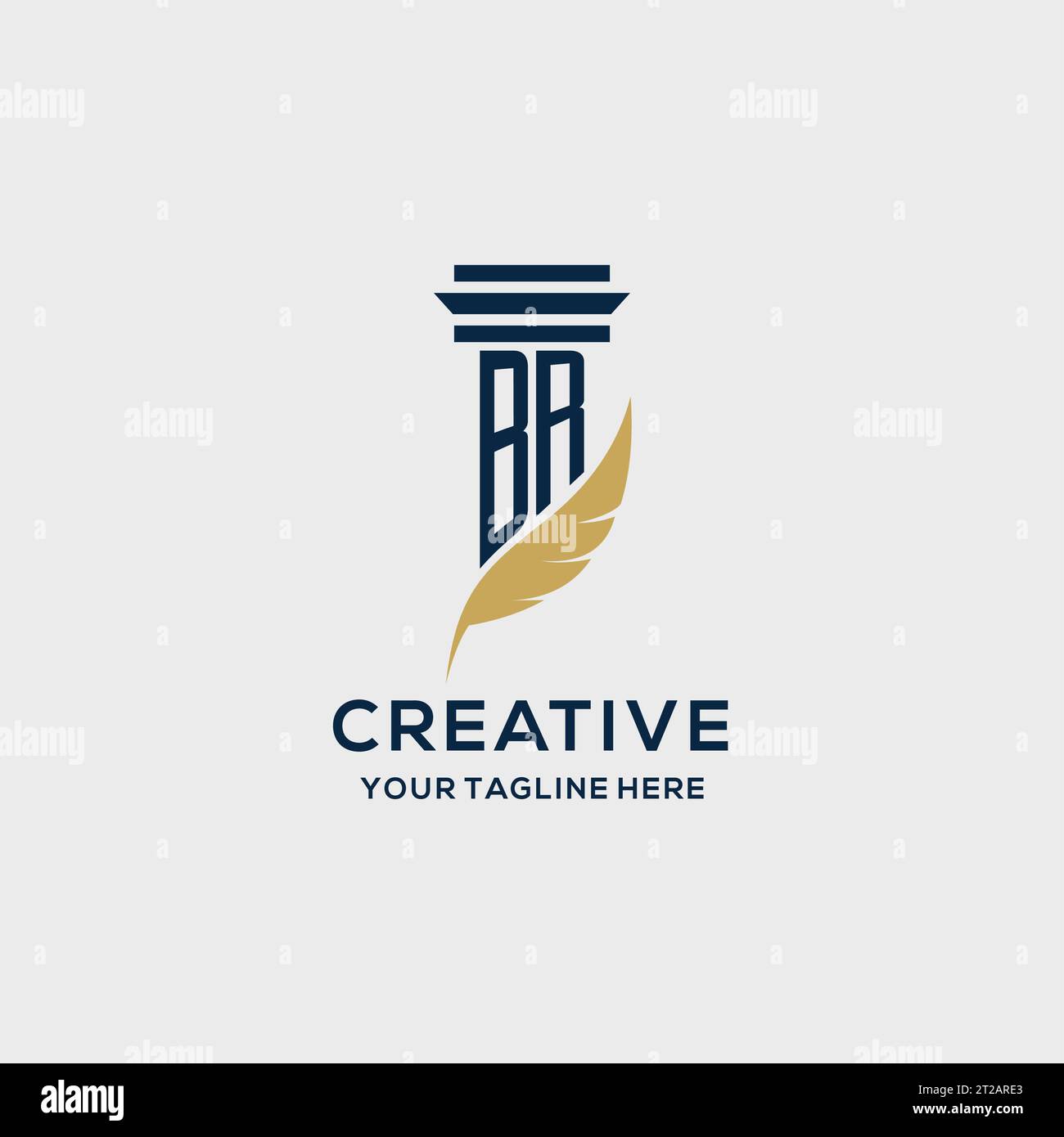 BR monogram initial logo with pillar and feather design, law firm logo inspiration Stock Vector