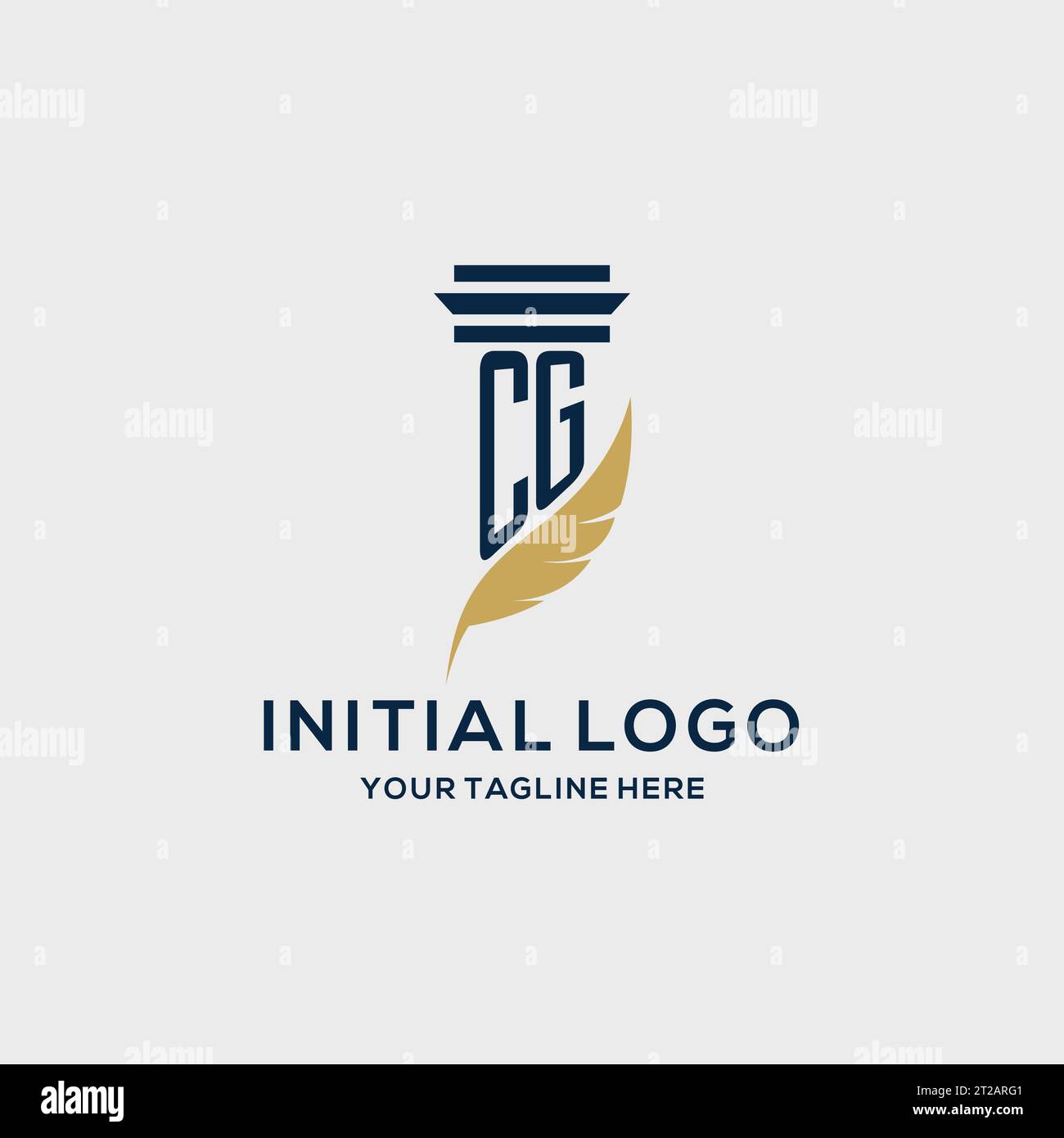 CG monogram initial logo with pillar and feather design, law firm logo ...