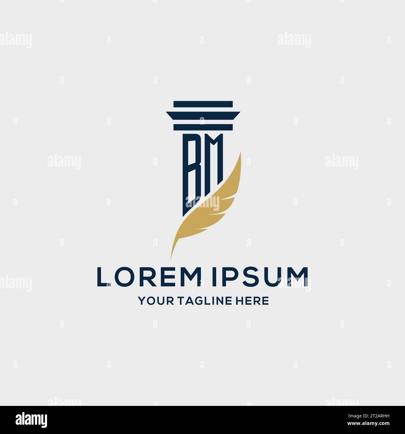BM monogram initial logo with pillar and feather design, law firm logo ...