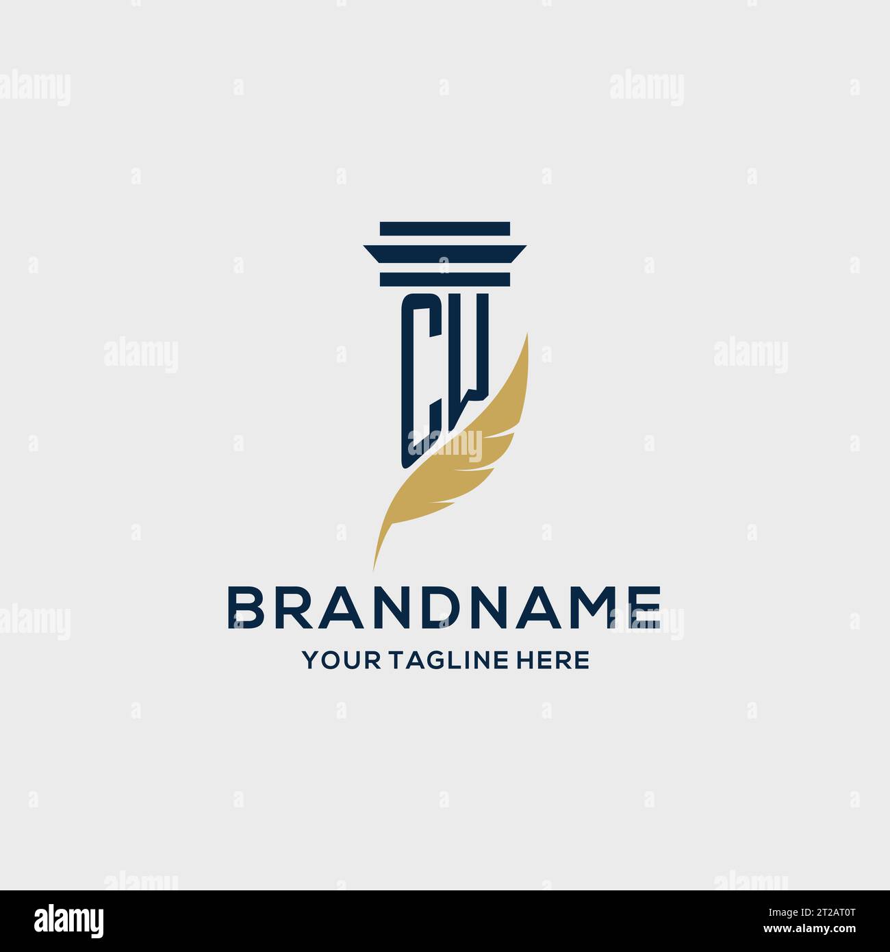 CW monogram initial logo with pillar and feather design, law firm logo ...