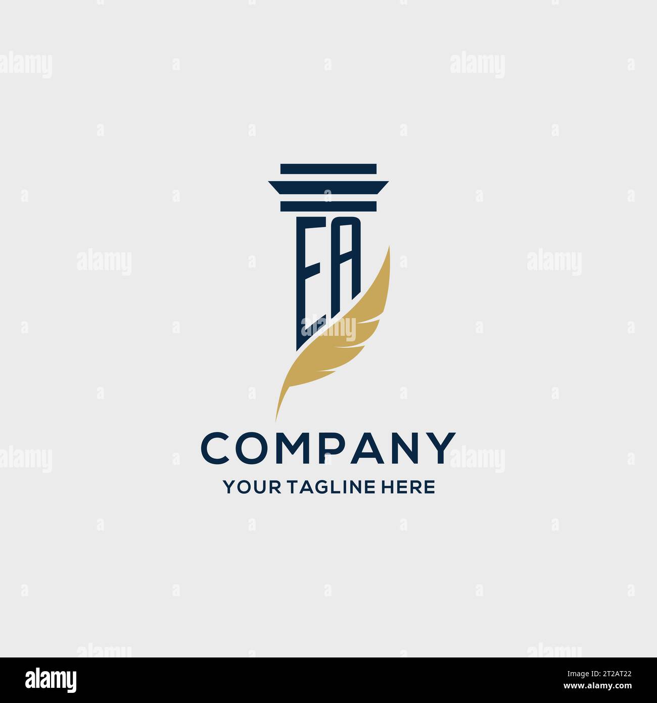 EA monogram initial logo with pillar and feather design, law firm logo inspiration Stock Vector