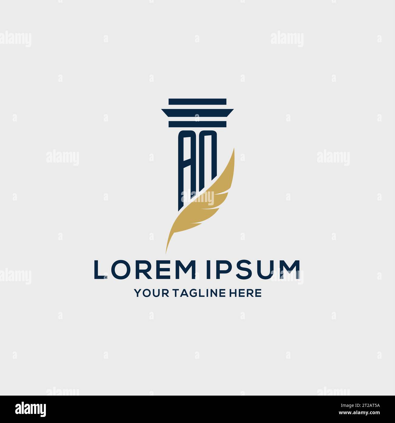 AN monogram initial logo with pillar and feather design, law firm logo ...