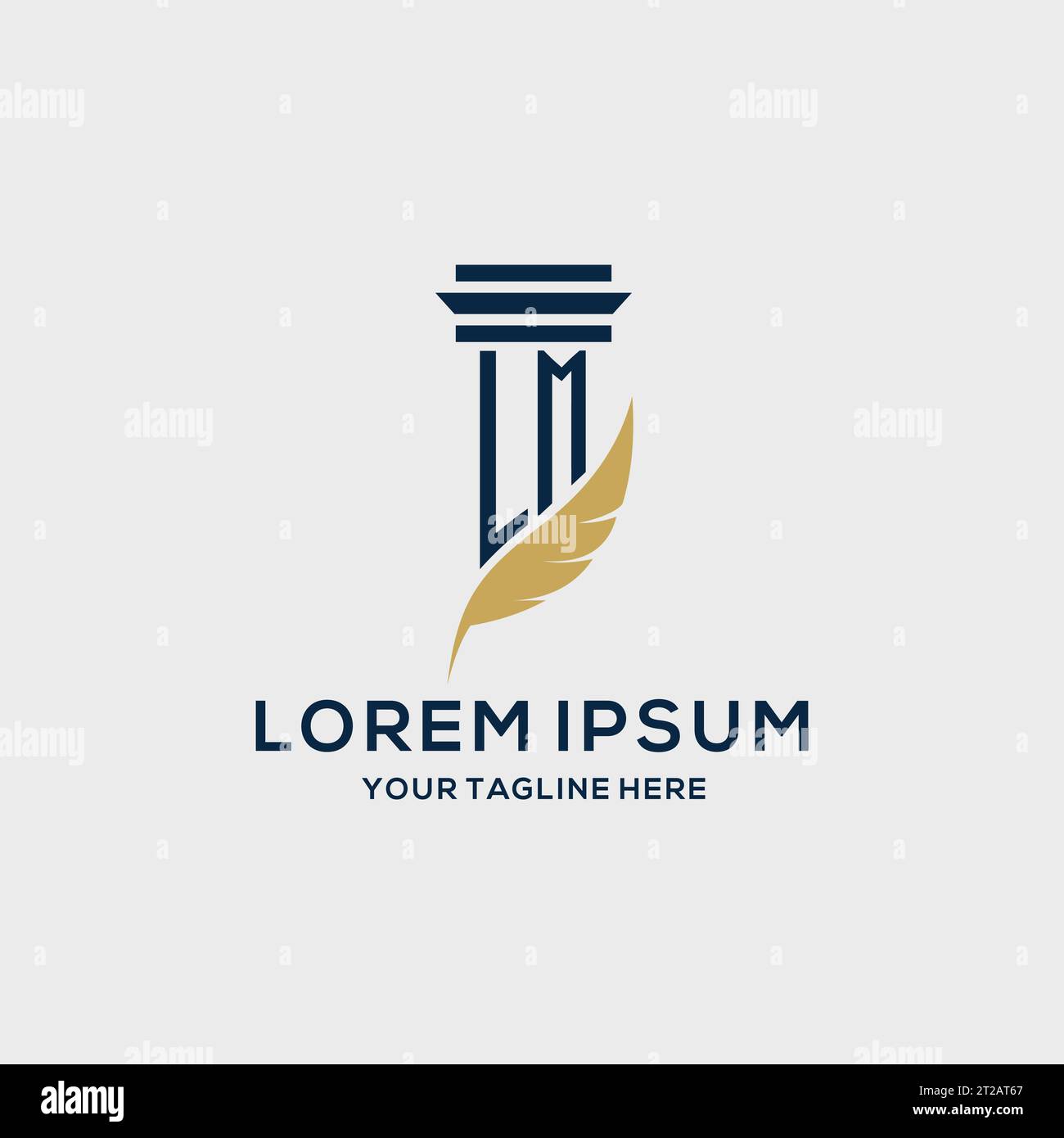 LM monogram initial logo with pillar and feather design, law firm logo ...