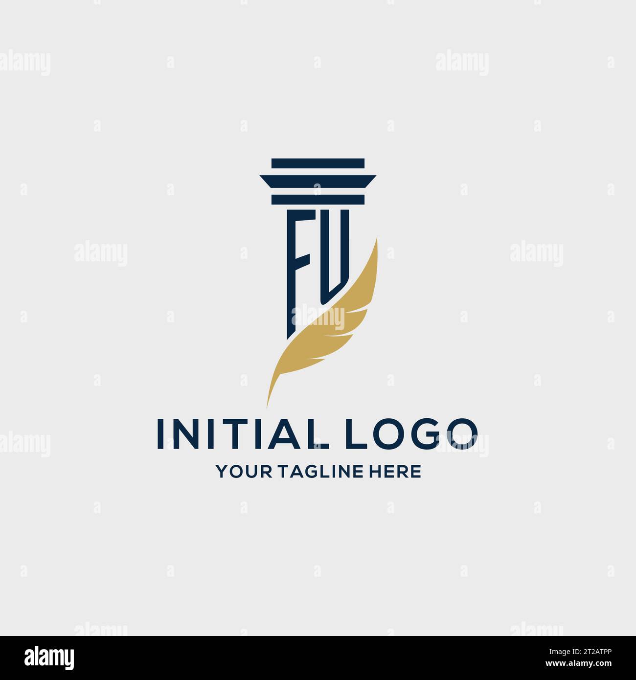 FU monogram initial logo with pillar and feather design, law firm logo ...