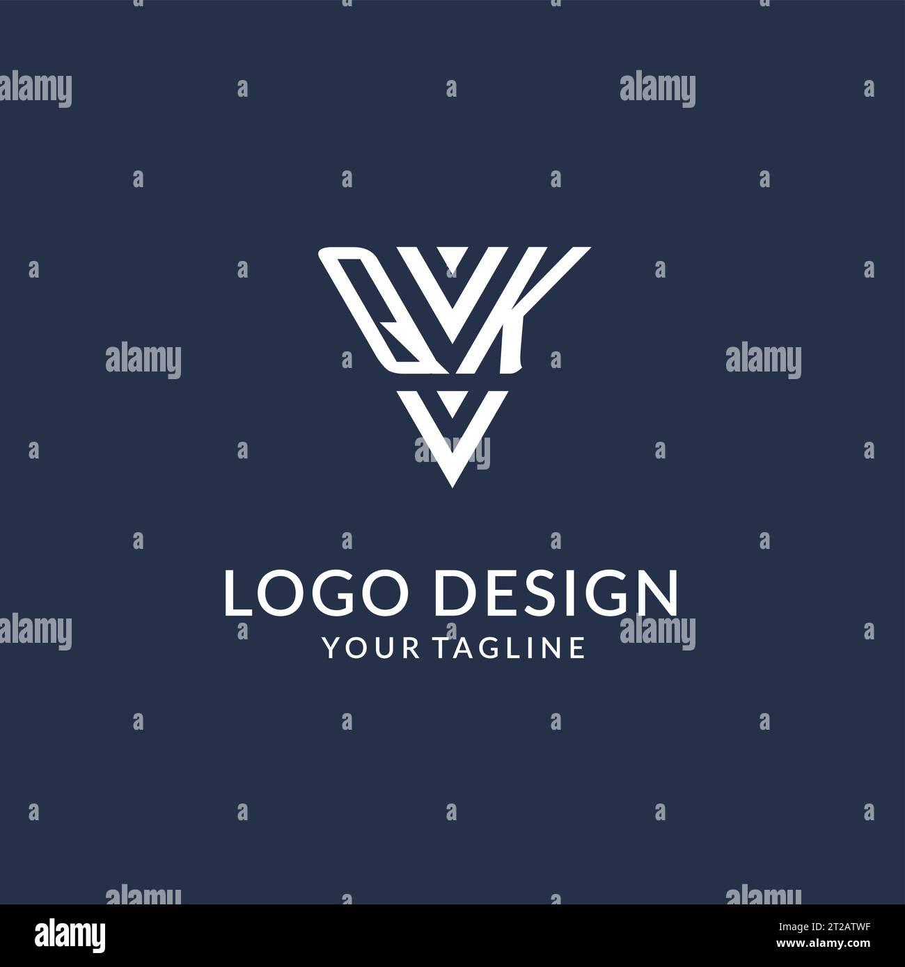 QK triangle monogram logo design ideas, creative initial letter logo with triangular shape logo vector Stock Vector