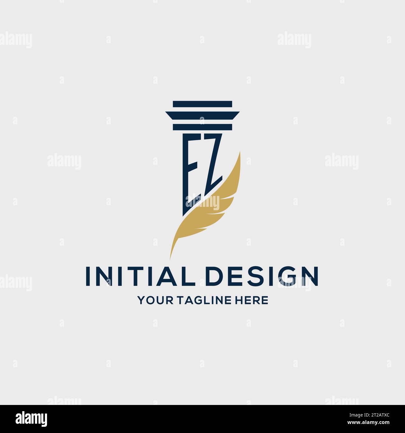 EZ monogram initial logo with pillar and feather design, law firm logo ...