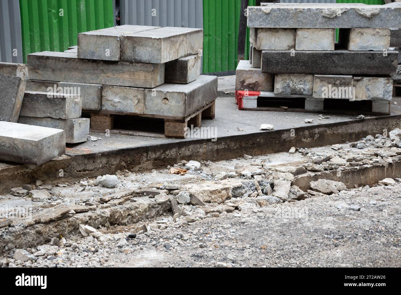 Road reparations in city. Paris, France. Urban renovation and ...