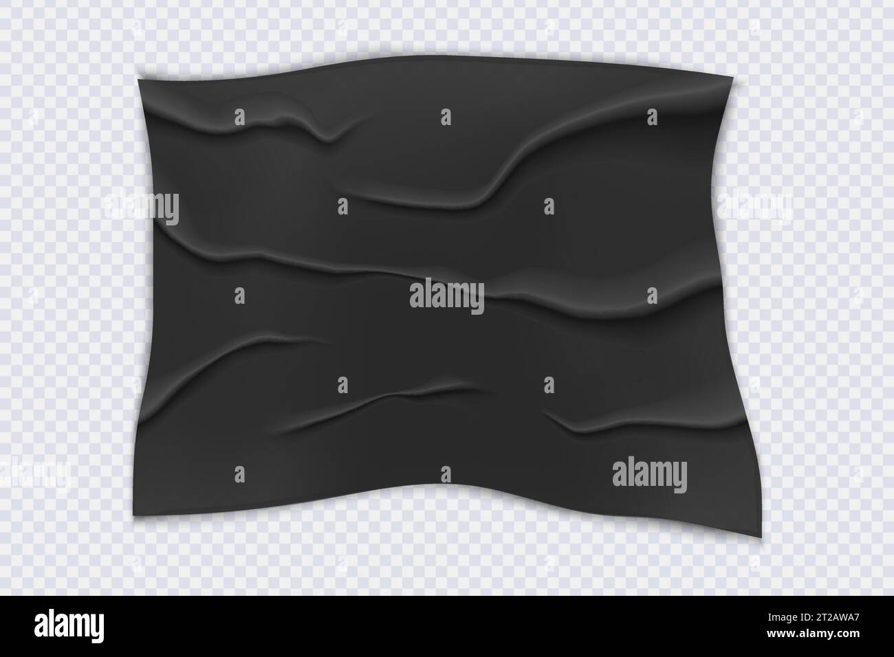 Bad Paper Model Realistic black wrinkled sheet of paper isolated on transparent. 3d bad ...