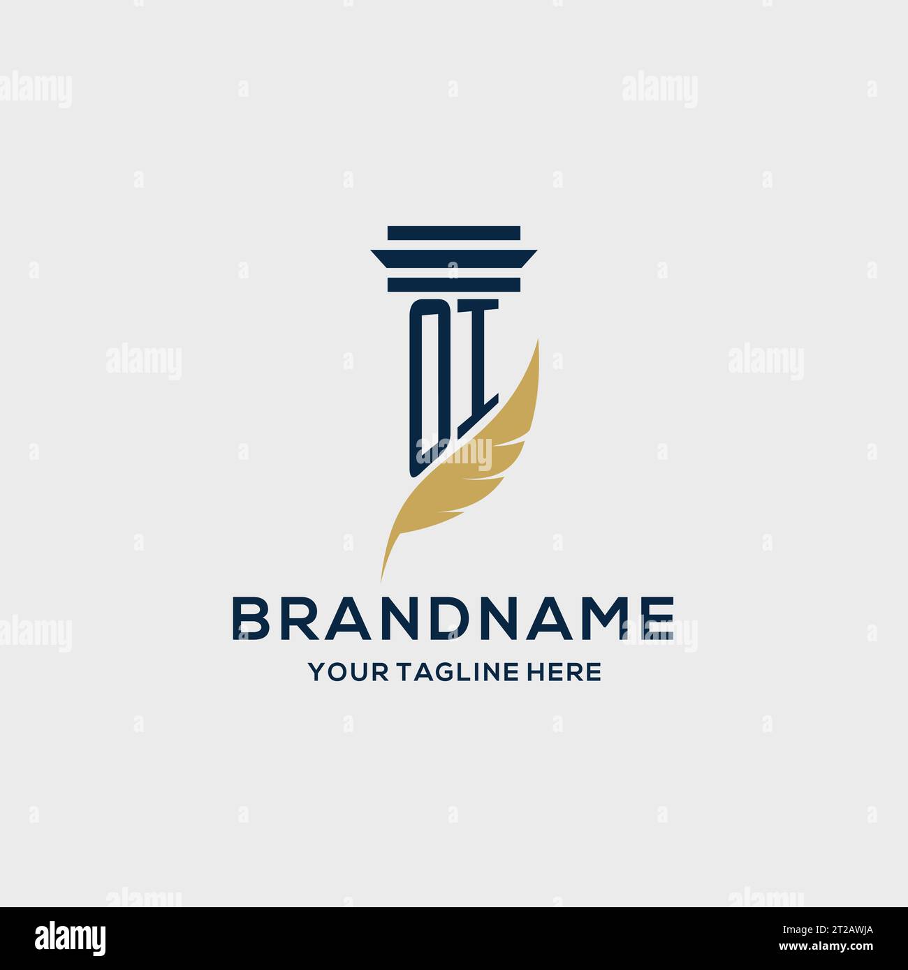 OI monogram initial logo with pillar and feather design, law firm logo inspiration Stock Vector