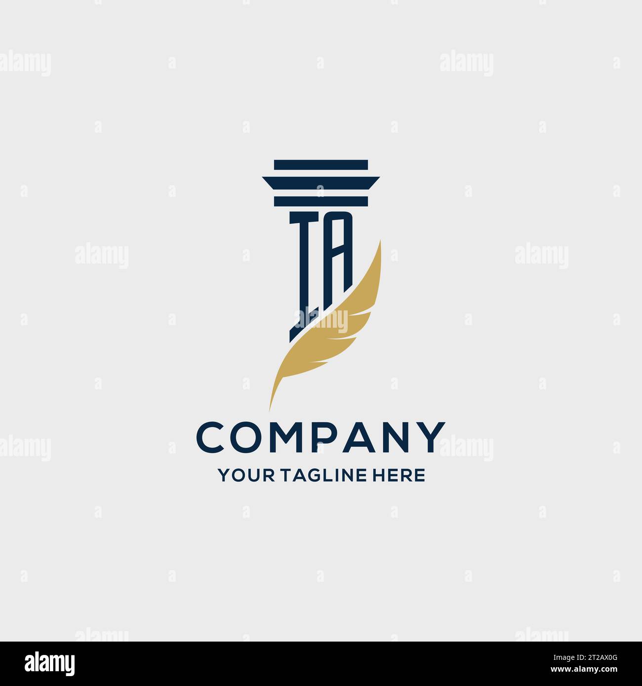 IA monogram initial logo with pillar and feather design, law firm logo inspiration Stock Vector
