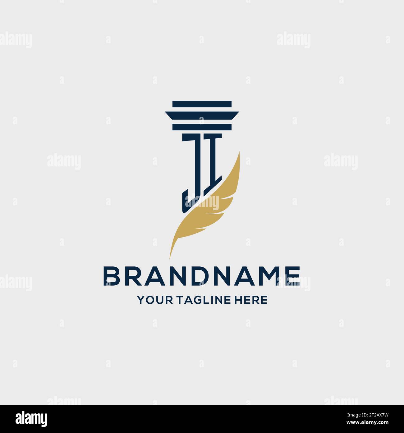 JI monogram initial logo with pillar and feather design, law firm logo ...