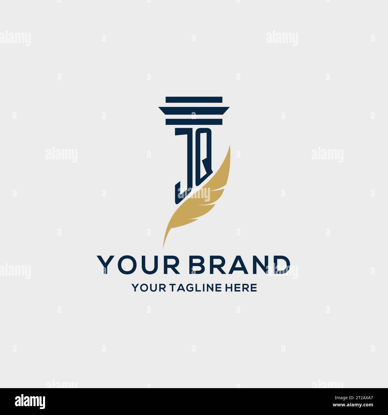 JQ monogram initial logo with pillar and feather design, law firm logo ...