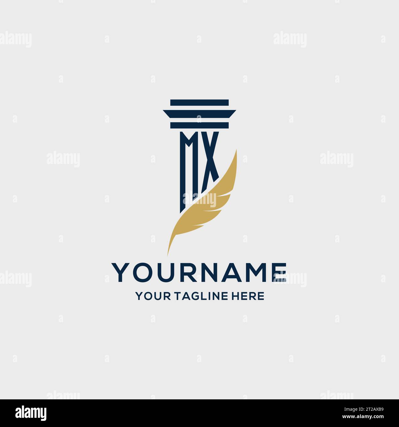 MX monogram initial logo with pillar and feather design, law firm logo ...
